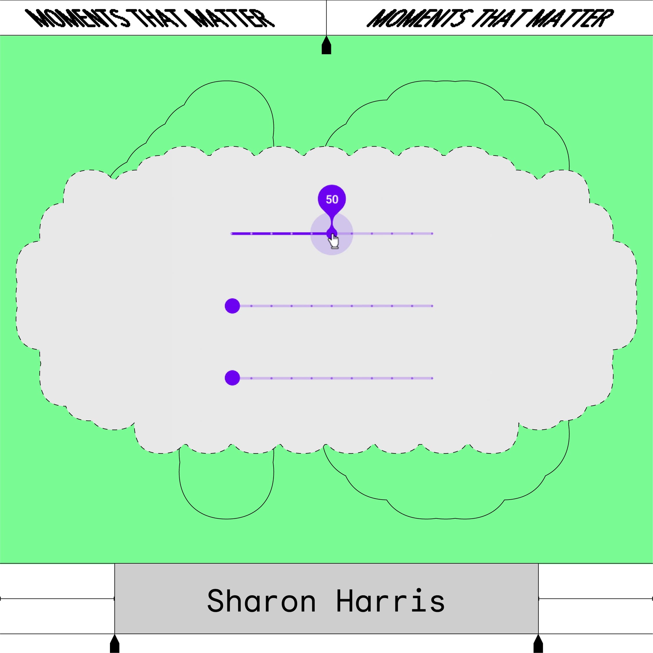 Sharon Harris and Material 2 sliders.