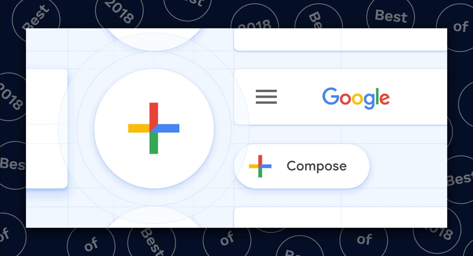 Material Design components including a FAB and top app bar.