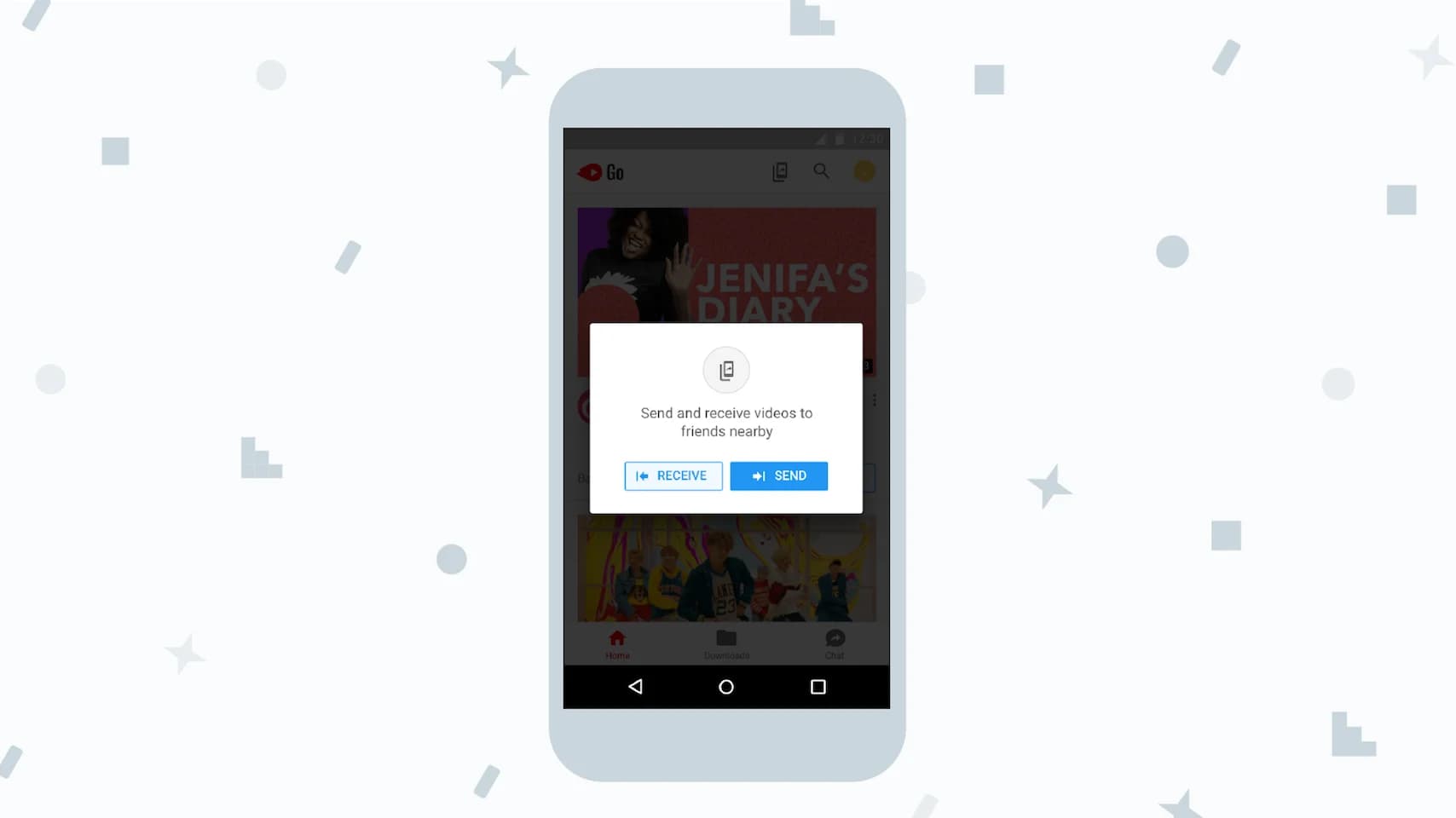 YouTube Go app open to home screen.