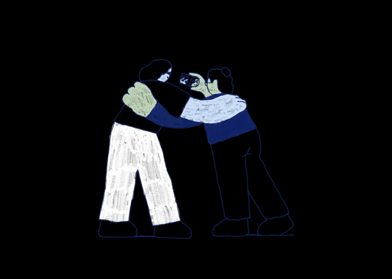 Stylized baseball player in navy and white mid-swing, connecting with the ball.