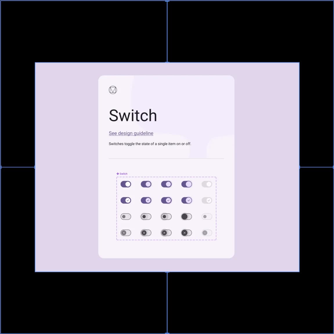 A variety of possible designs for switch components.
