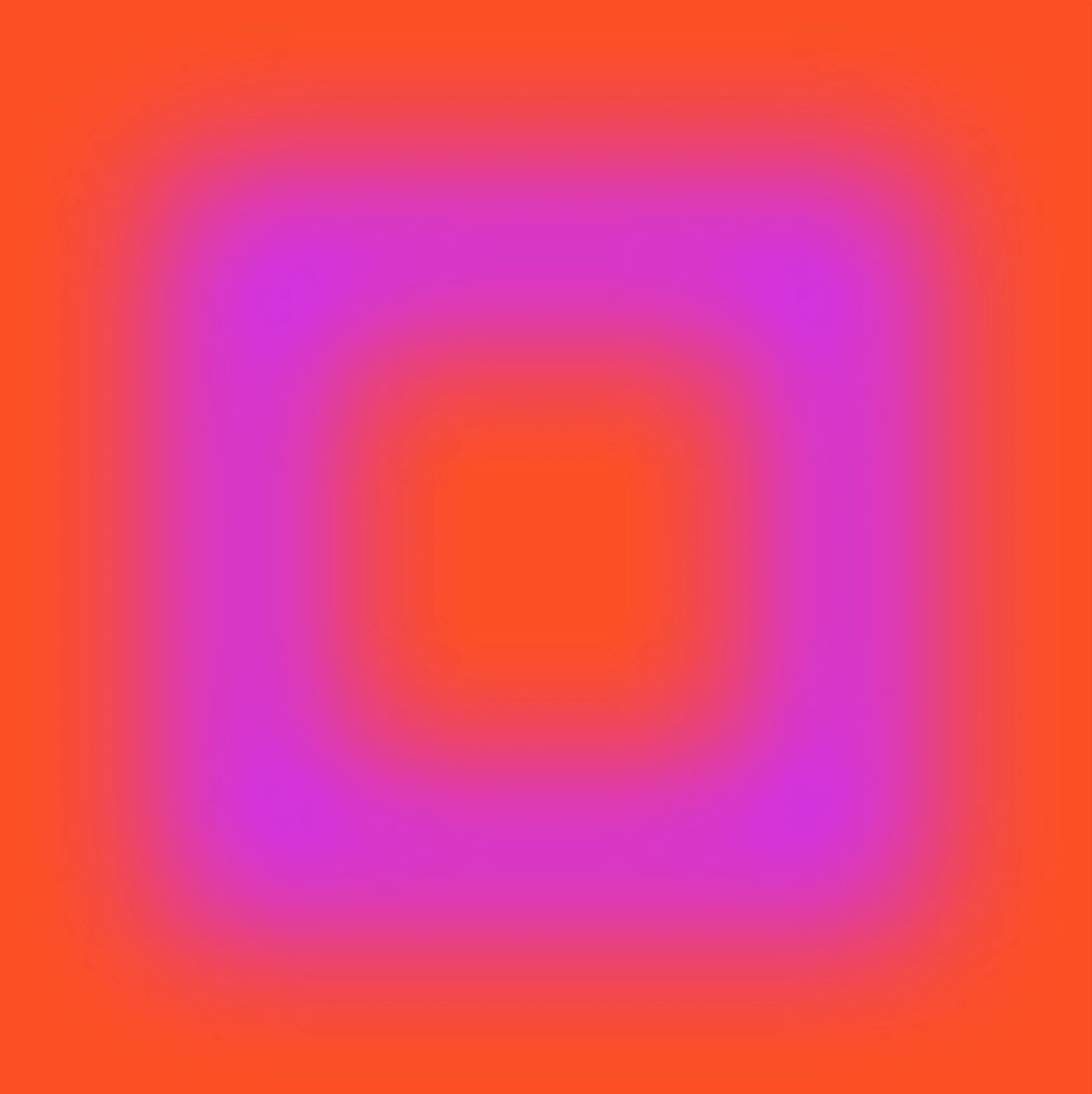 Blurry fuchsia square outline is positioned over a reddish-orange square.