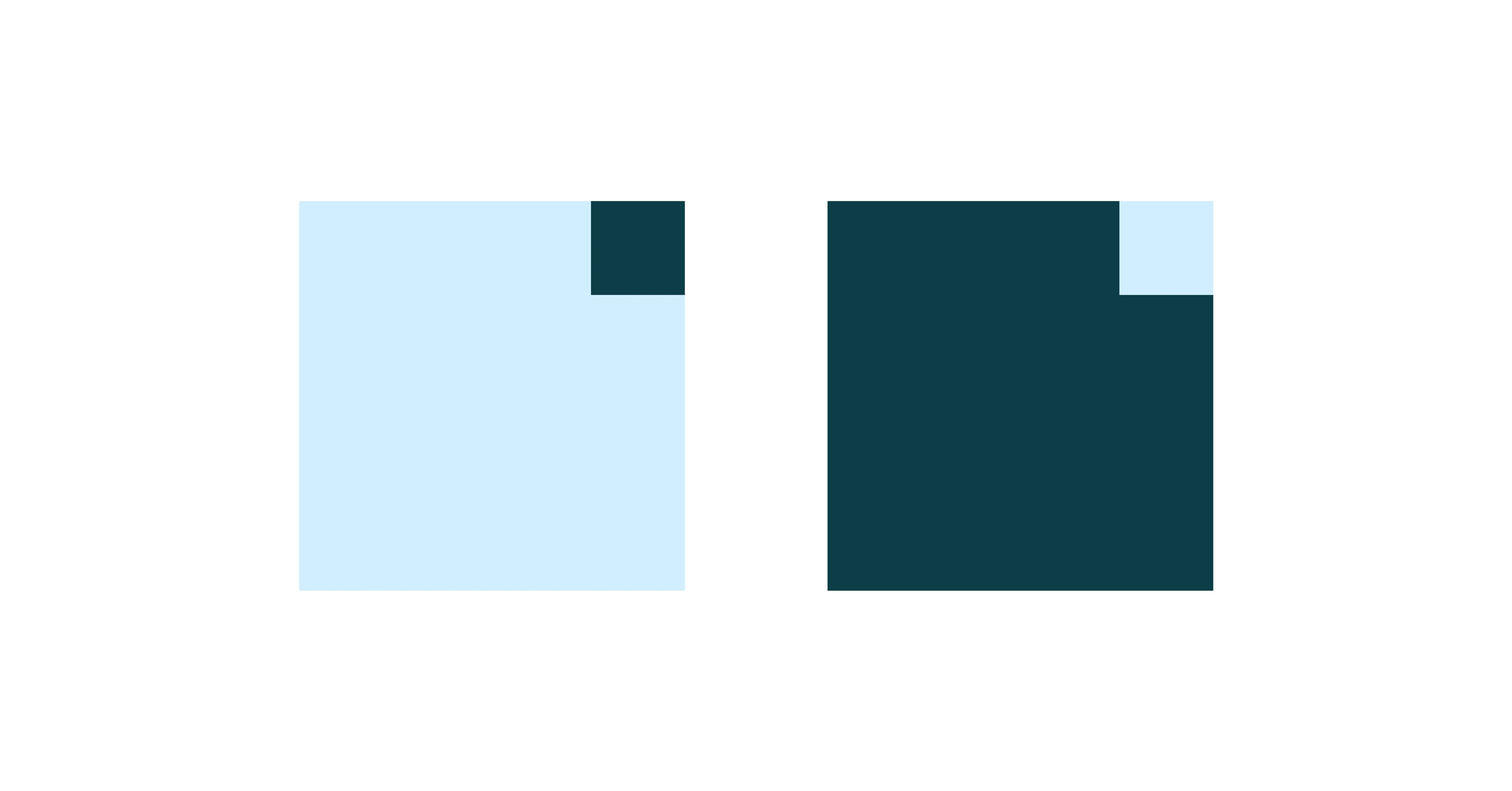 Two swatches invert the positions of light blue and dark teal squares on the opposite colors.