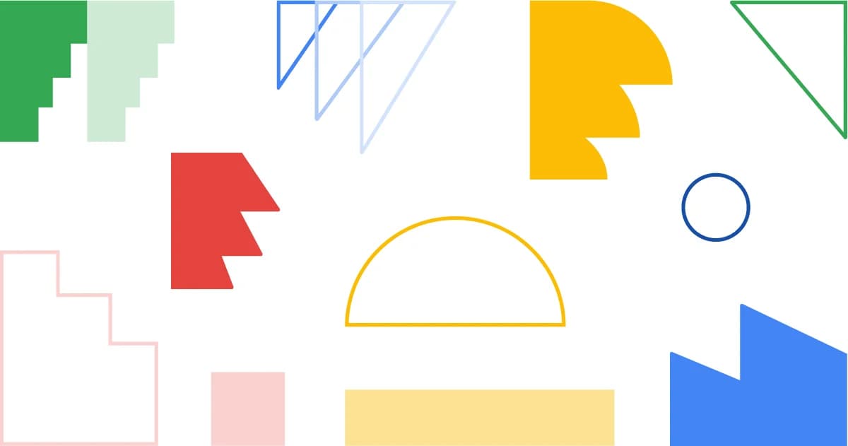 Colorful abstract shapes on a white background.