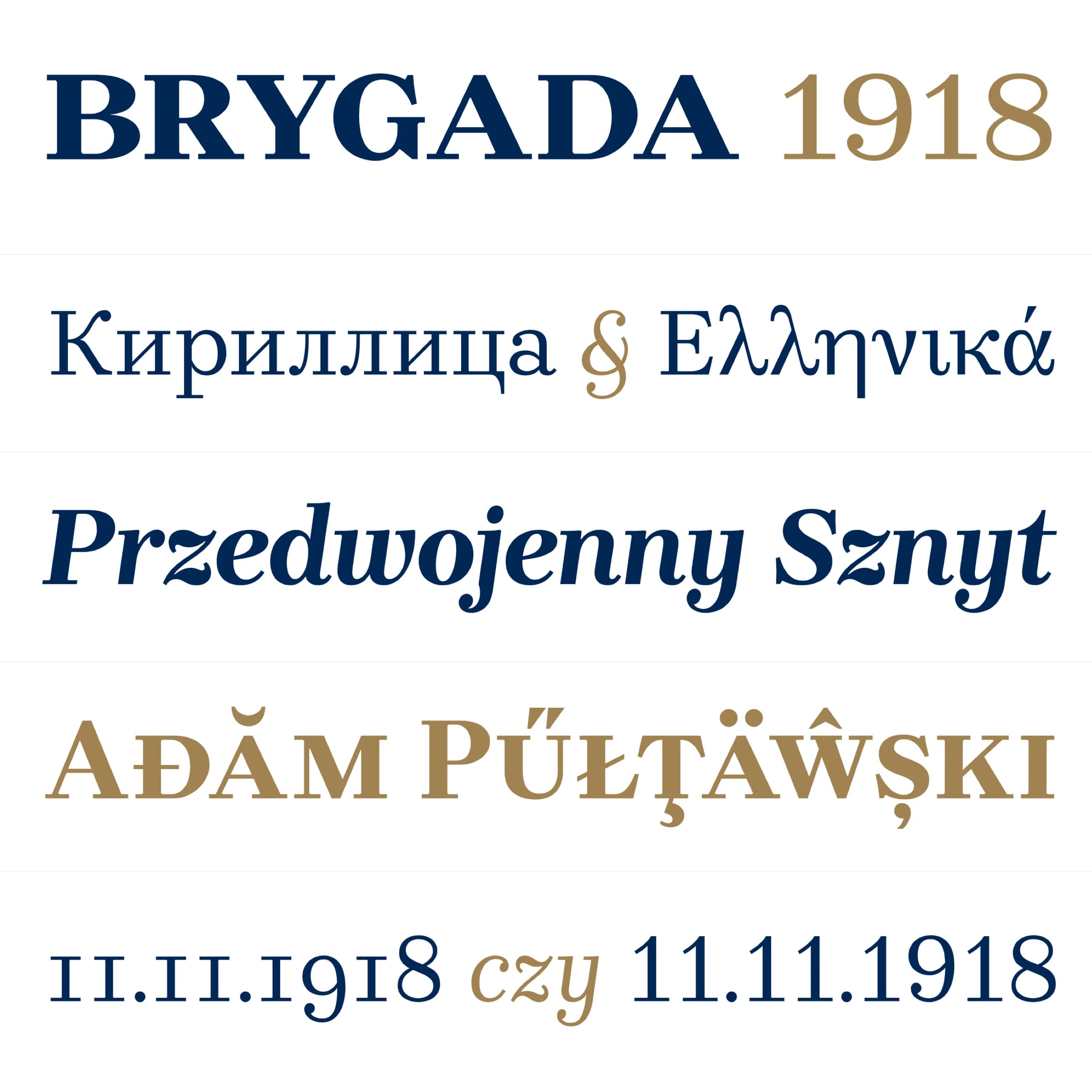 Book cover: "BRYGADA 1918" in navy & gold.
