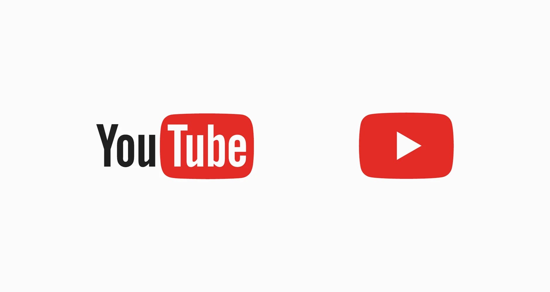 Original YouTube logo with the brand name, and the updated logo, a rounded rectangle with a play icon.