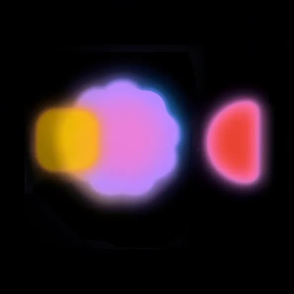 Soft, glowing organic shapes from Material design system in yellow, pink, and red with blurred edges