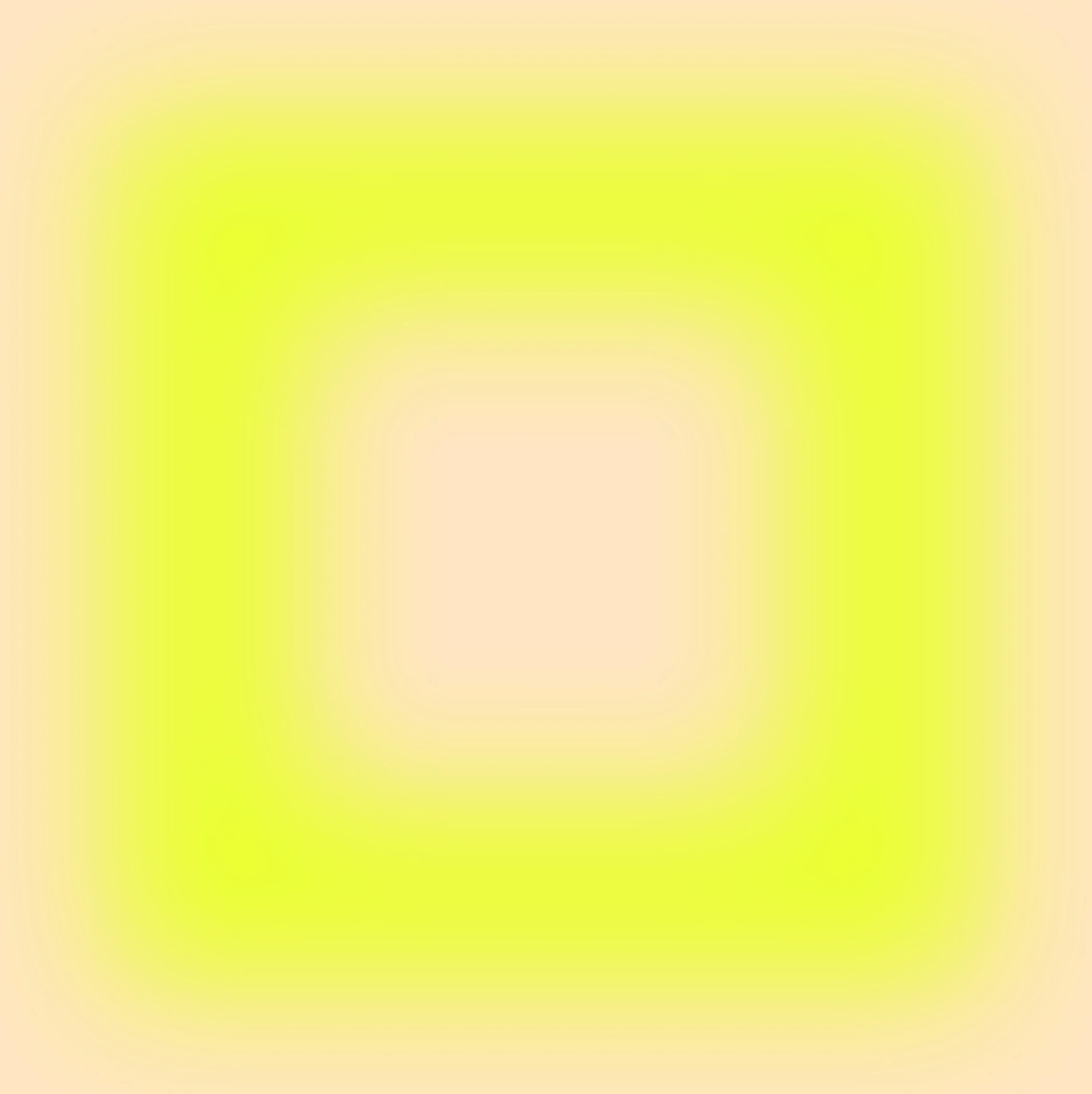 Blurry lemon-yellow square outline is positioned over a peach square