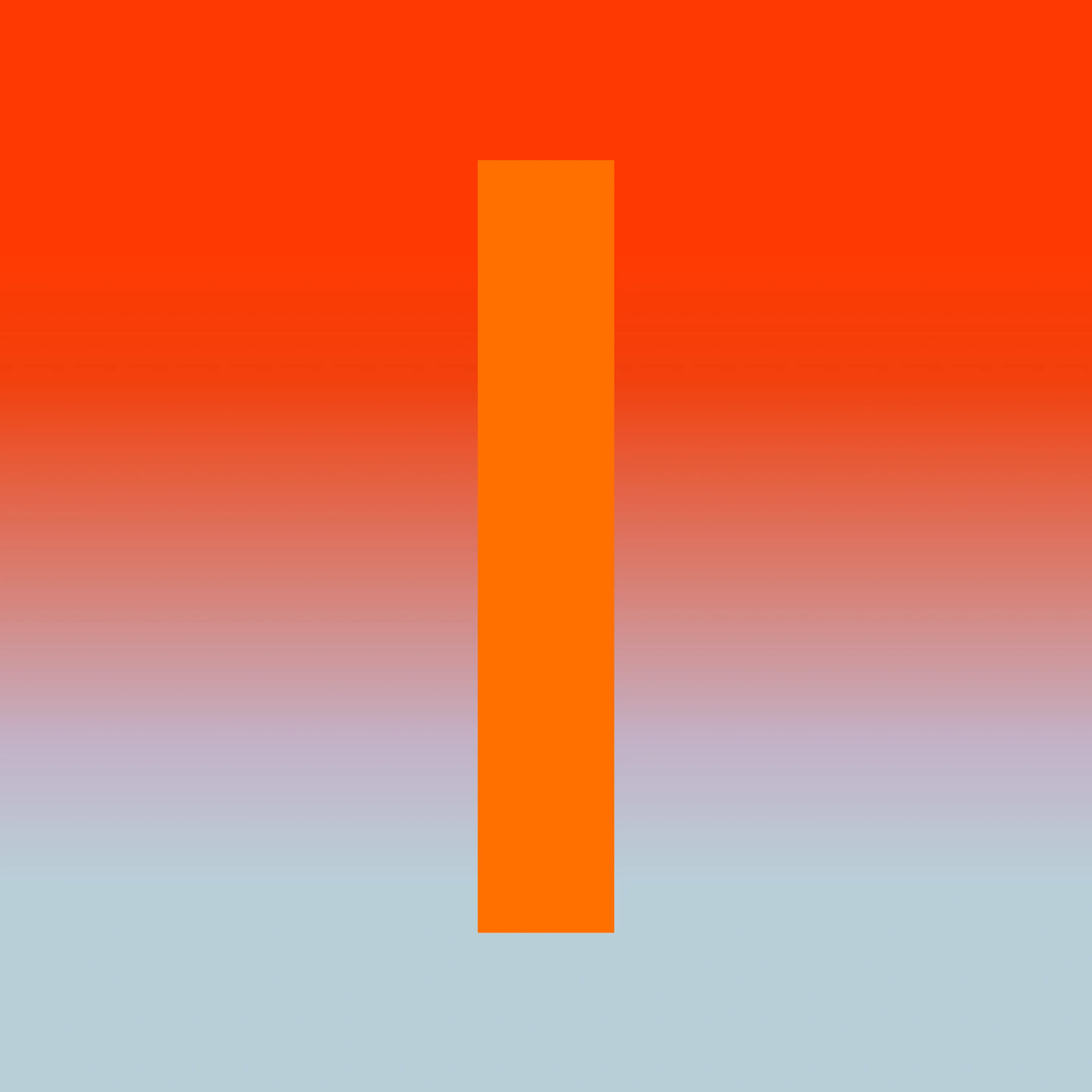 An orange vertical strip sits on a red and gray gradient field.