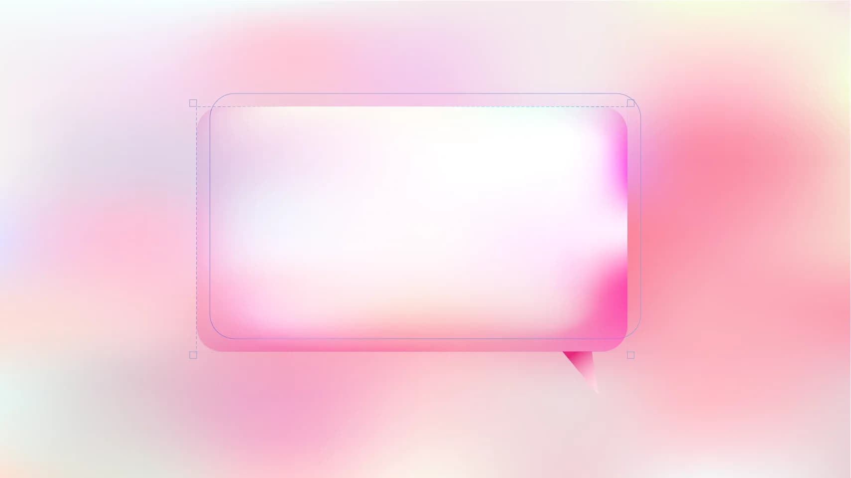 Rounded-corner chat bubble on a soft pink-to-cream gradient background.