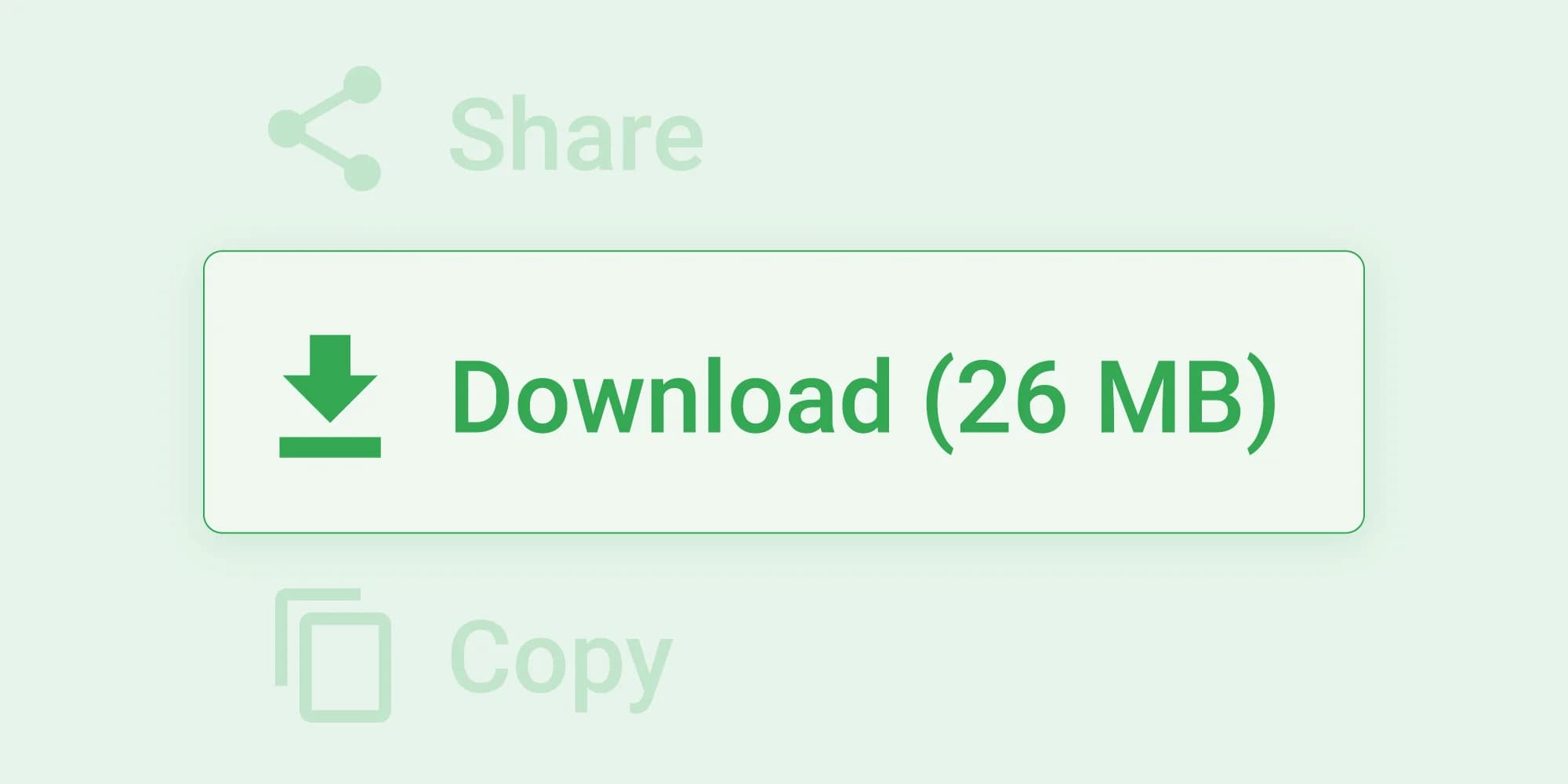 Download button to save a file. Options to share or copy are also available.
