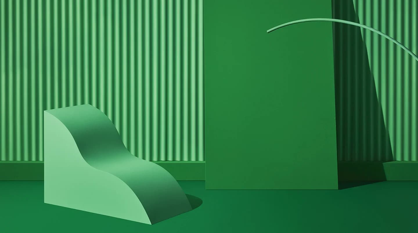 Emerald green abstract still life.