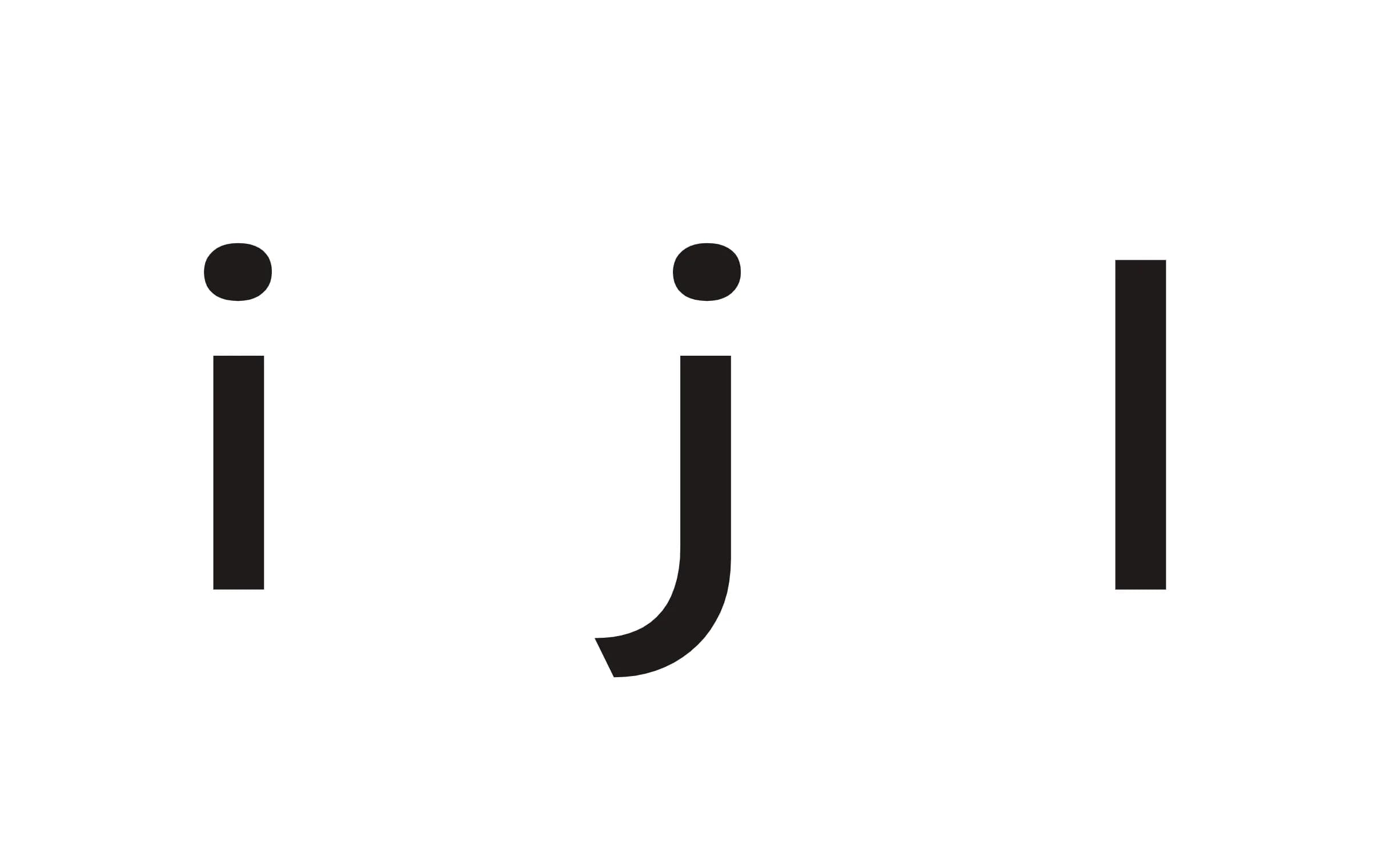 Lowercase i, j, and l in a simple, bold, black font.