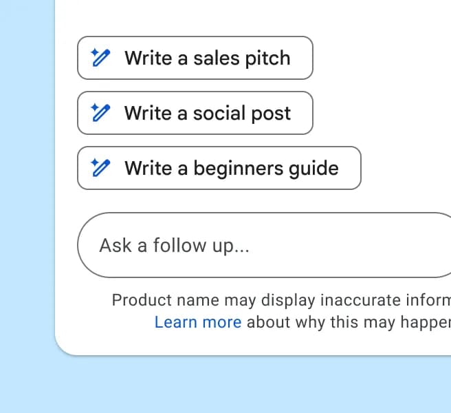 Options for generating marketing content using an AI writing tool.